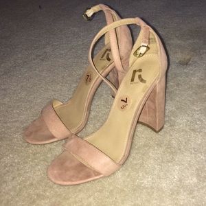 Pink suede heels